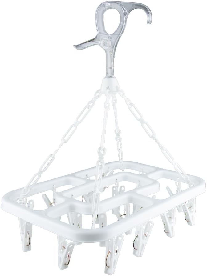 Daiso Square Hanger with Polycarbonate Hook and 20 Clothespins - Image 2